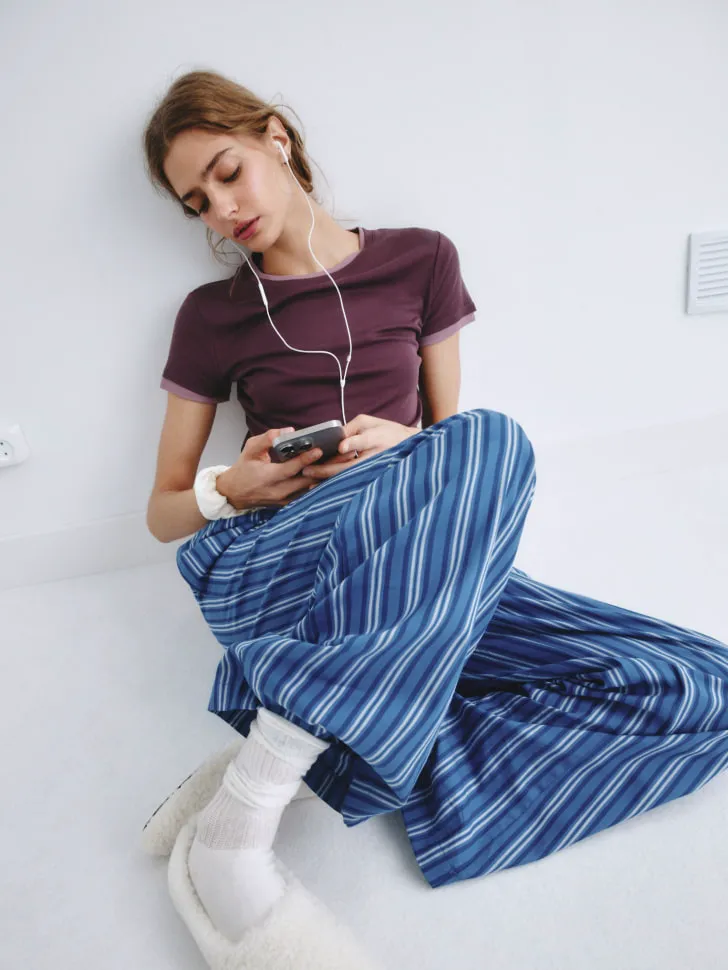 Брюки в полоску, синий, арт. 2225