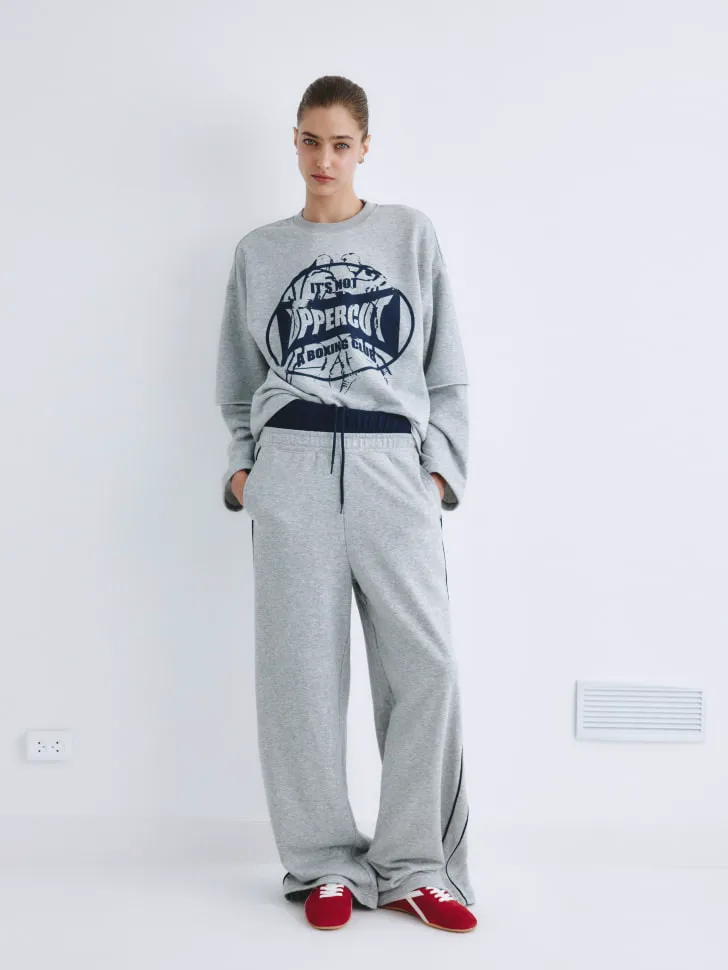 Широкие брюки с лампасами SELA Young, серый, арт. 2226