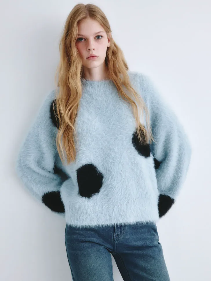 Пушистый джемпер оверсайз, разноцветный, арт. 2229