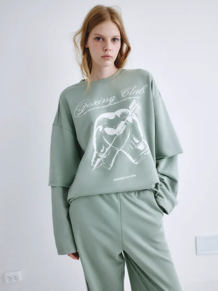 Лонгслив с имитацией двухслойности SELA Young, зеленый, арт. 2236