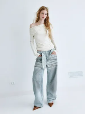 Джинсы barrel с ремнем SELA Young, арт. 2238