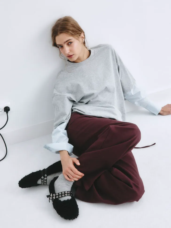 Лонгслив с имитацией двухслойности SELA Young, серый, арт. 2243