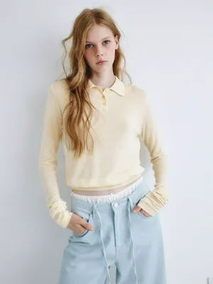 Вязаный лонгслив-поло SELA Young, арт. 2246