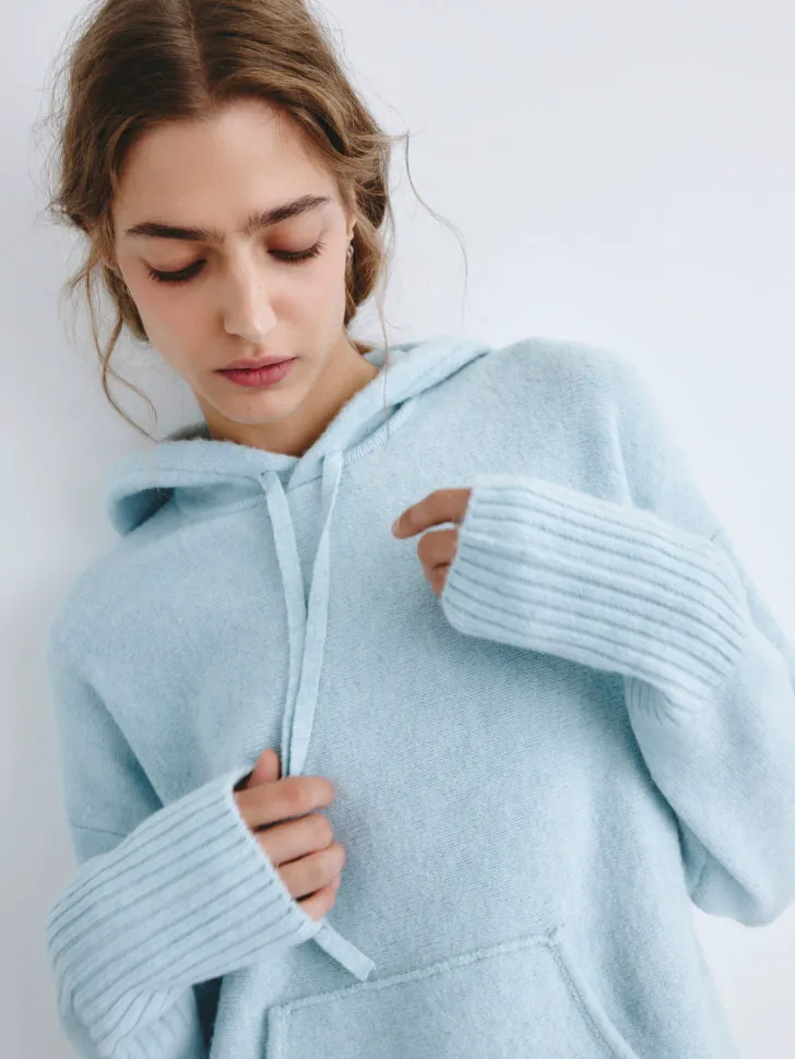 Вязаное худи с капюшоном SELA Young, голубой, арт. 2247
