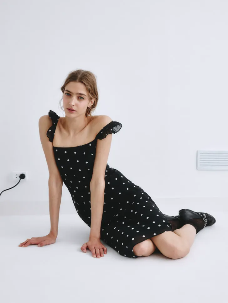 Платье миди в горох, разноцветный, арт. 2260