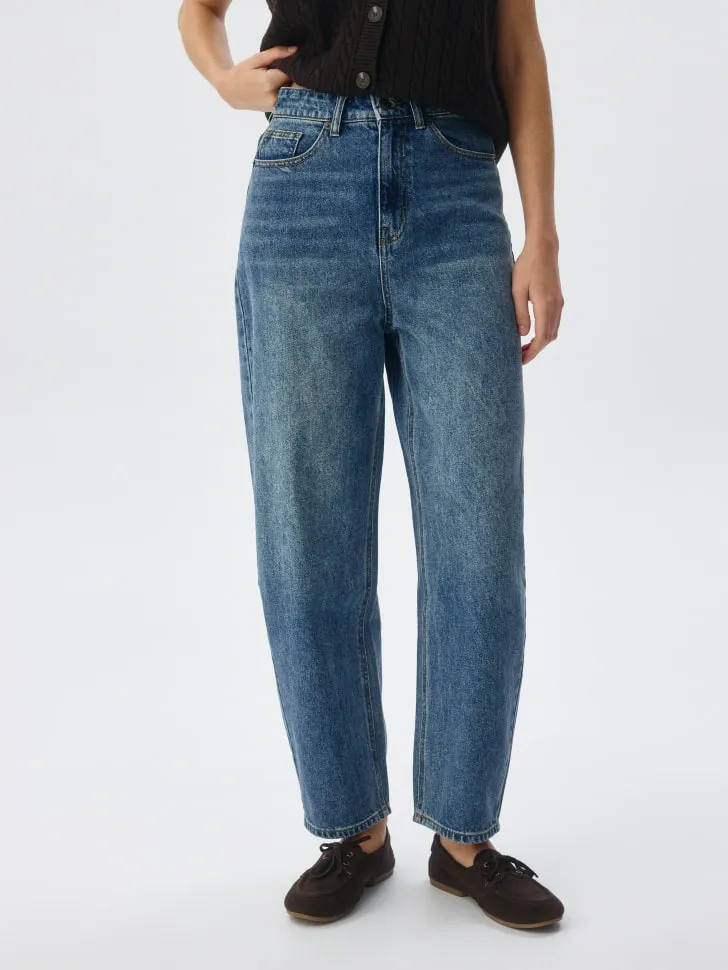 Укороченные джинсы banana с эффектом стирки, синий, арт. 2280