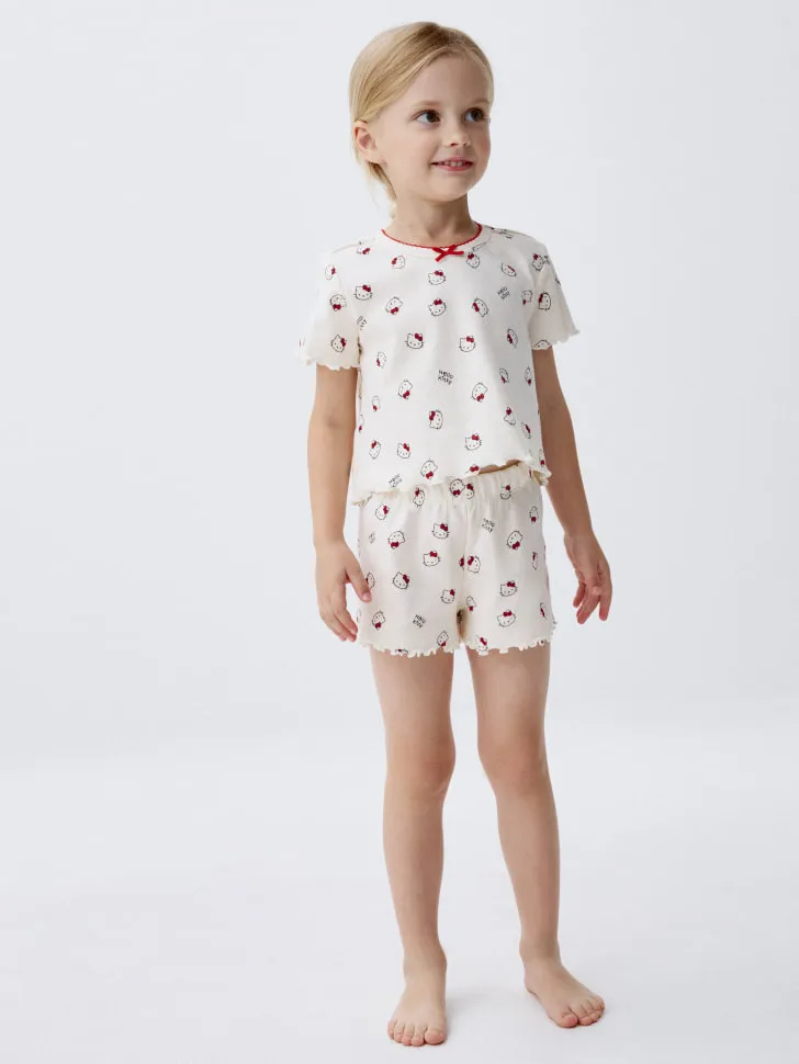 Пижама с принтом Hello Kitty для девочек, белый, арт. 2285