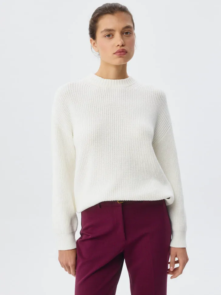 Вязаный джемпер оверсайз, белый, арт. 2292