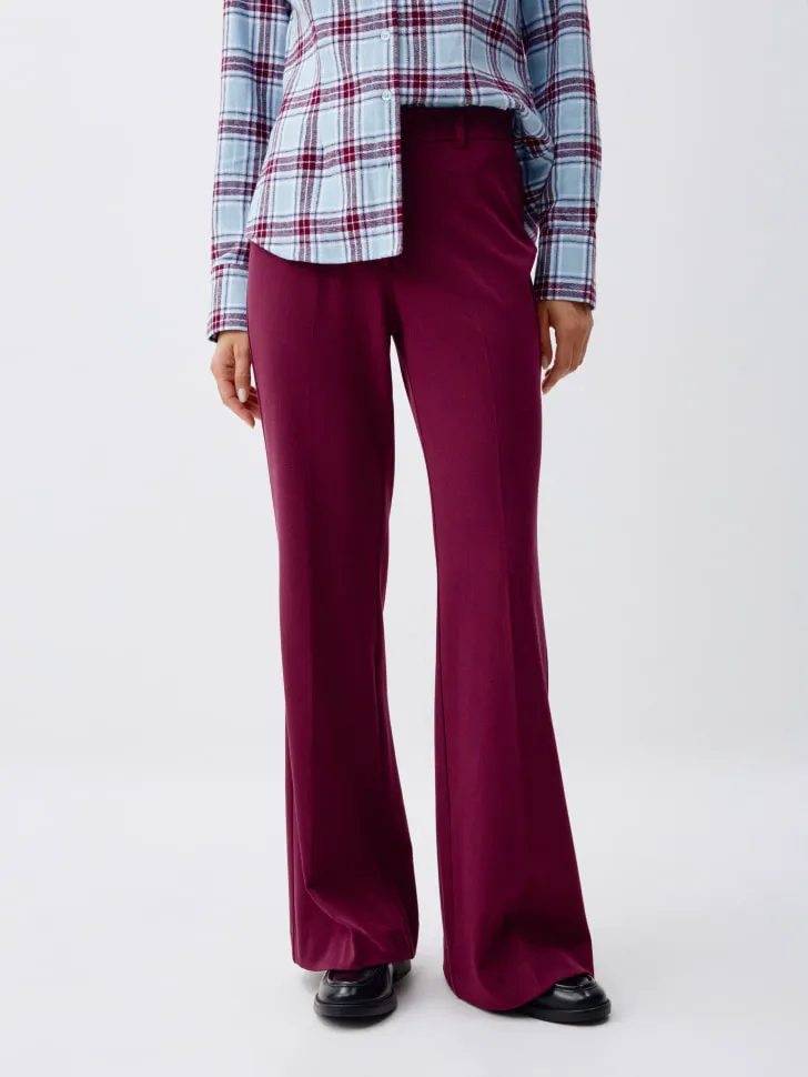 Брюки клеш из костюмной ткани, бордовый, арт. 2298