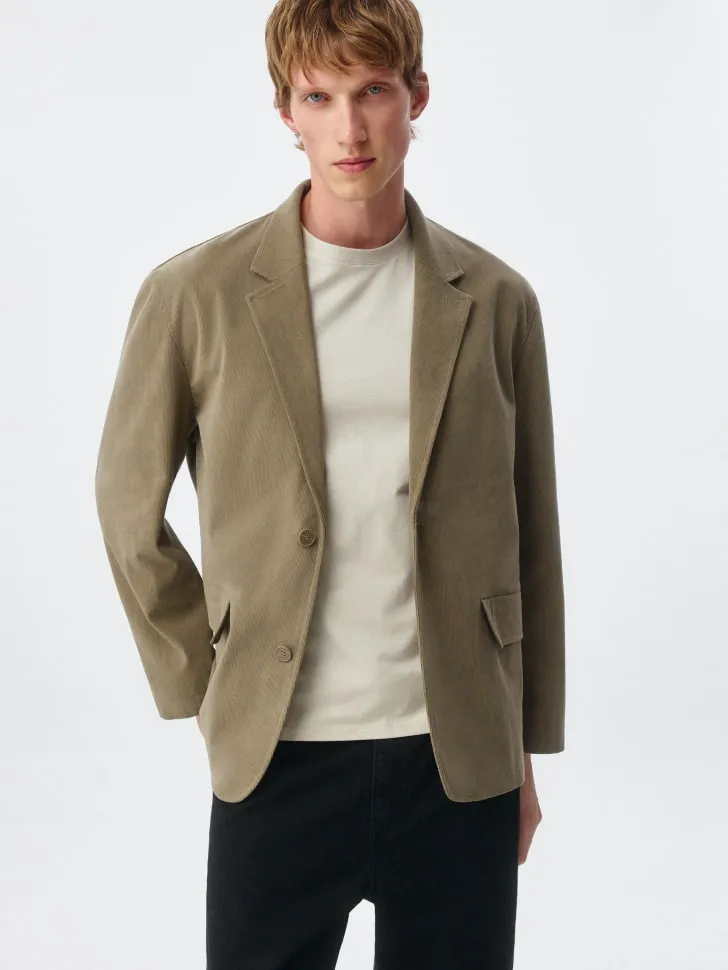 Вельветовый пиджак прямого кроя, хаки, арт. 2301