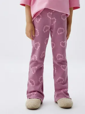 Трикотажные брюки клеш с принтом для девочек, арт. 2304