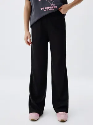 Широкие брюки в рубчик для девочек, арт. 2306