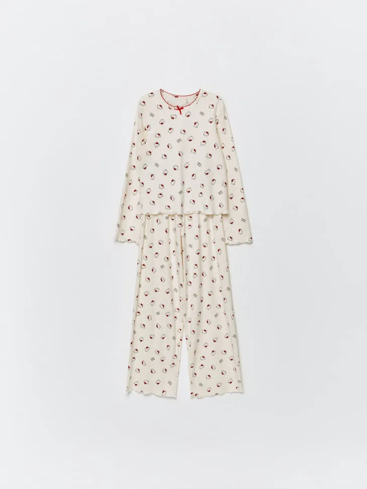 Пижама с принтом Hello Kitty для девочек, бежевый, арт. 2317