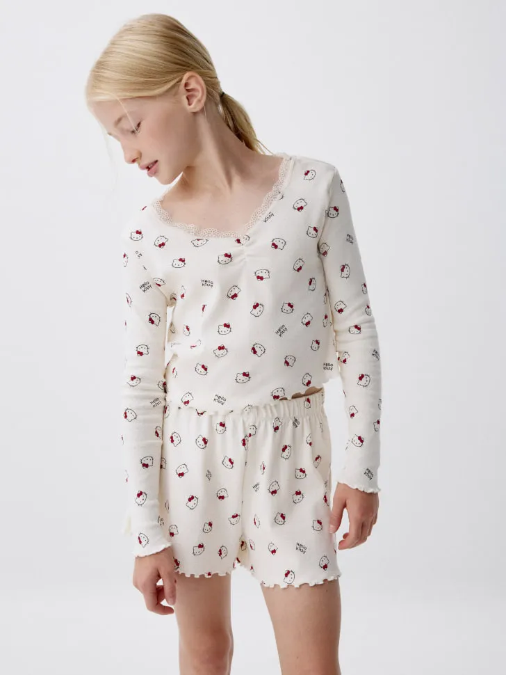 Пижама Hello Kitty для девочек, белый, арт. 2319