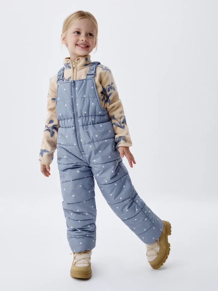 Зимний стеганый полукомбинезон для девочек, голубой, арт. 2329