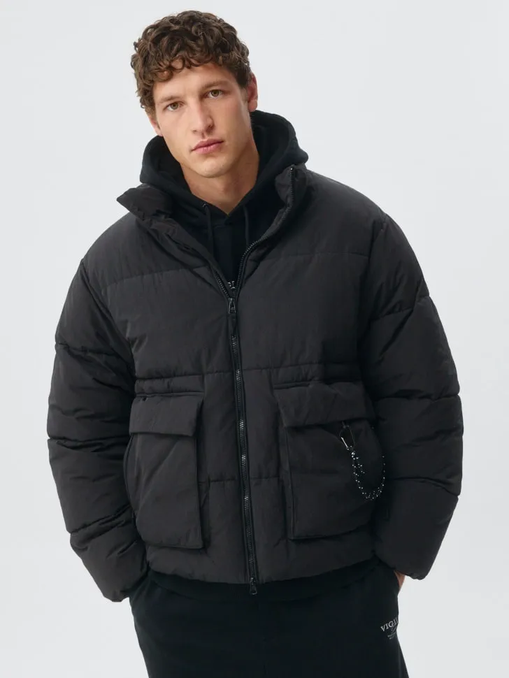 Стеганая утепленная куртка оверсайз, черный, арт. 2347