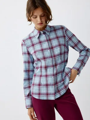 Приталенная рубашка в клетку, арт. 2356