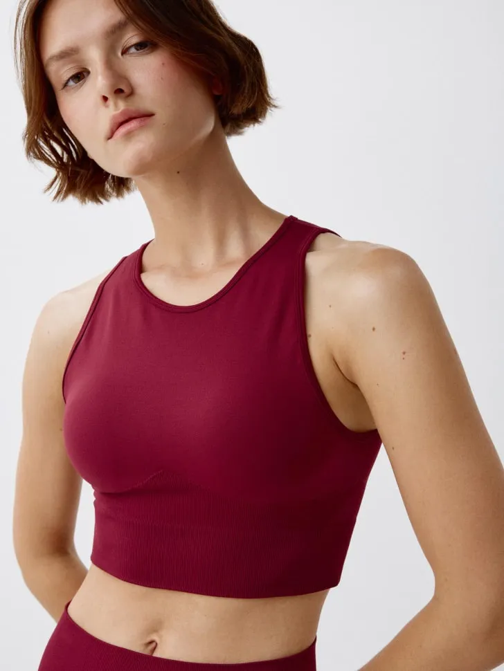 Спортивный укороченный топ, бордовый, арт. 2367