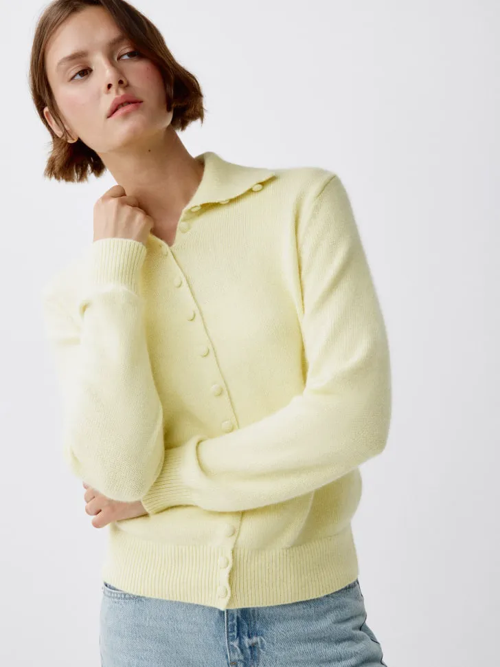 Вязаный кардиган из смесовой шерсти, желтый, арт. 2381