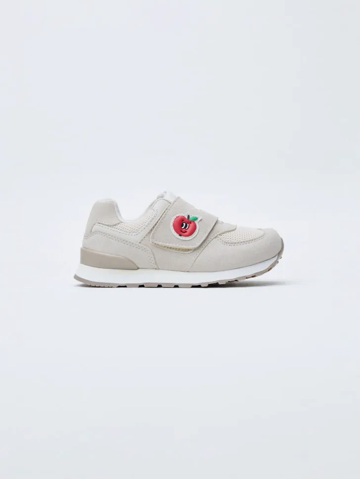 Детские комбинированные кроссовки на липучке, бежевый, арт. 2404