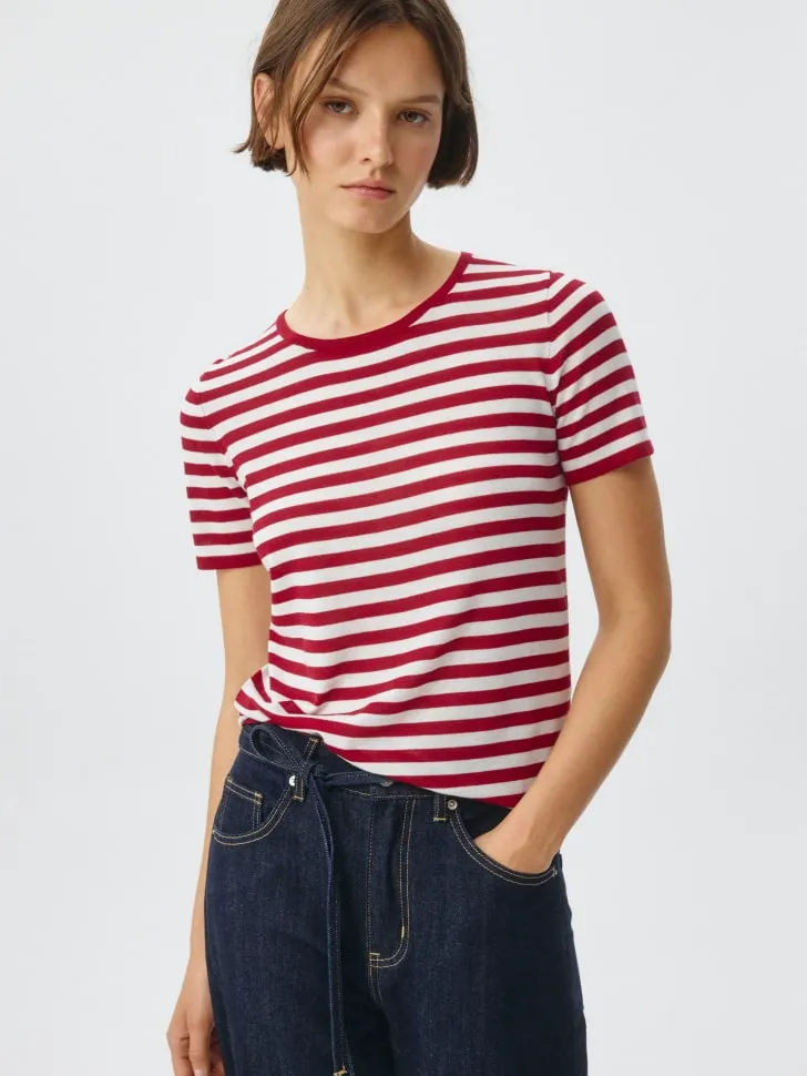 Вязаная футболка с содержанием шелка, разноцветный, арт. 2456