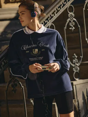 Свитшот в стиле преппи из велюра, арт. 2460