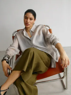 Укороченные брюки из льна, не указан, арт. 2472