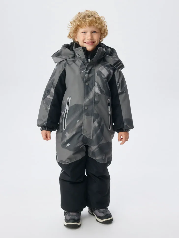 Зимний комбинезон с внутренними лямками для мальчиков, серый, арт. 2486