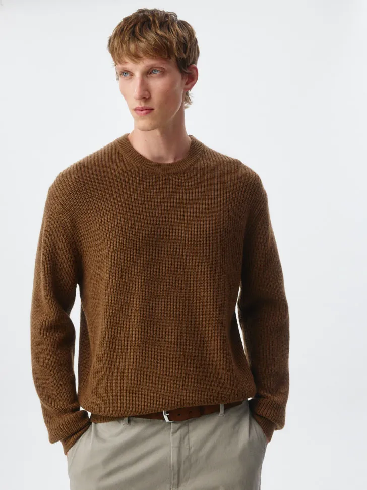 Свитер Regular fit из смесовой шерсти, коричневый, арт. 2490