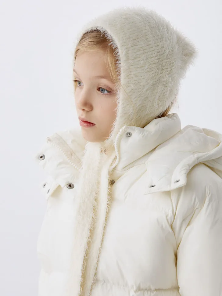 Пушистая косынка для девочек, белый, арт. 2501