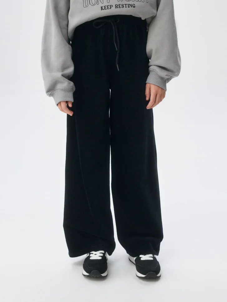 Широкие вельветовые брюки для девочек, синий, арт. 2572