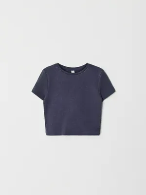 Укороченная футболка со стиркой для девочек, не указан, арт. 2594