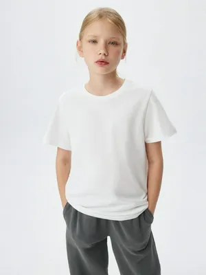 Базовая футболка детская, белый, арт. 2599
