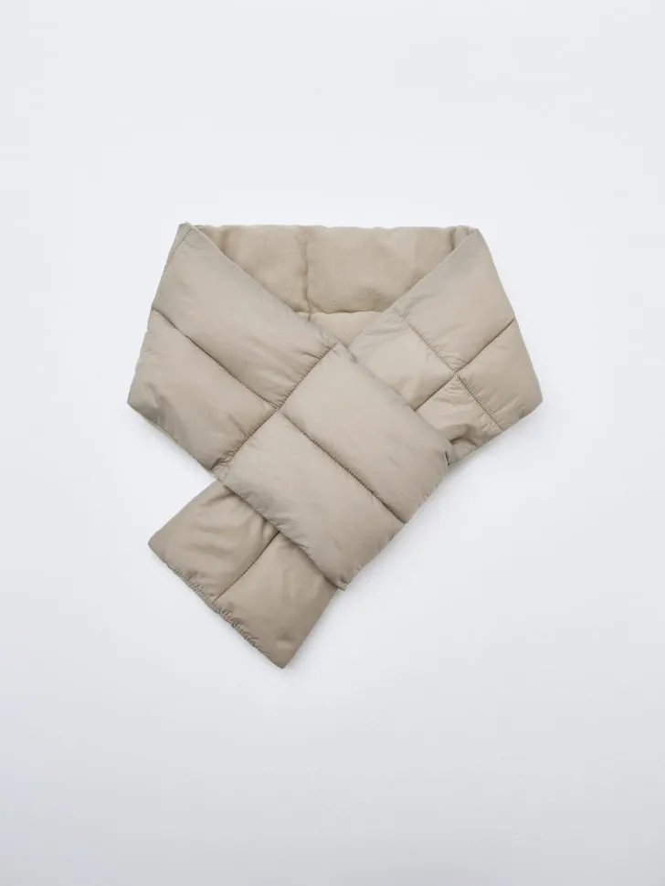 Утепленный стеганый шарф, бежевый, арт. 2602