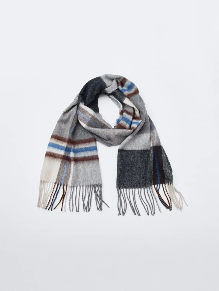 Шарф из смесовой шерсти в клетку, разноцветный, арт. 2603