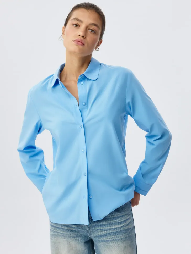 Рубашка из тенселя с хлопком, голубой, арт. 2609