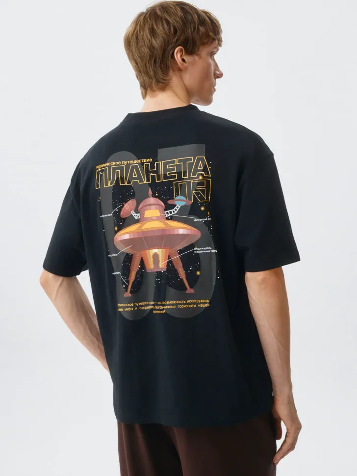 Футболка с принтом SELA x Союзмультфильм, черный, арт. 2617