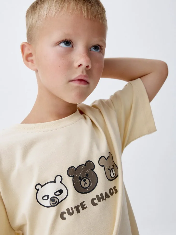 Футболка с принтом детская, бежевый, арт. 2622