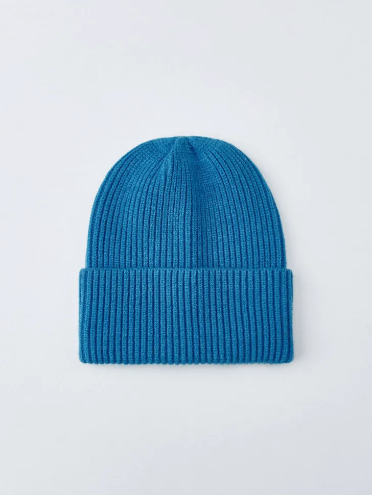 Шапка-бини в рубчик, синий, арт. 2627