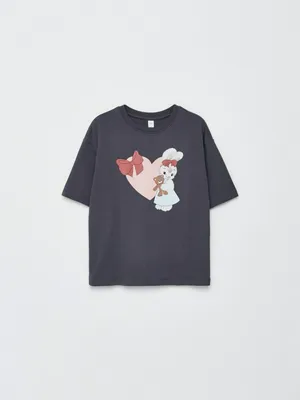 Футболка оверсайз с принтом для девочек, арт. 2636