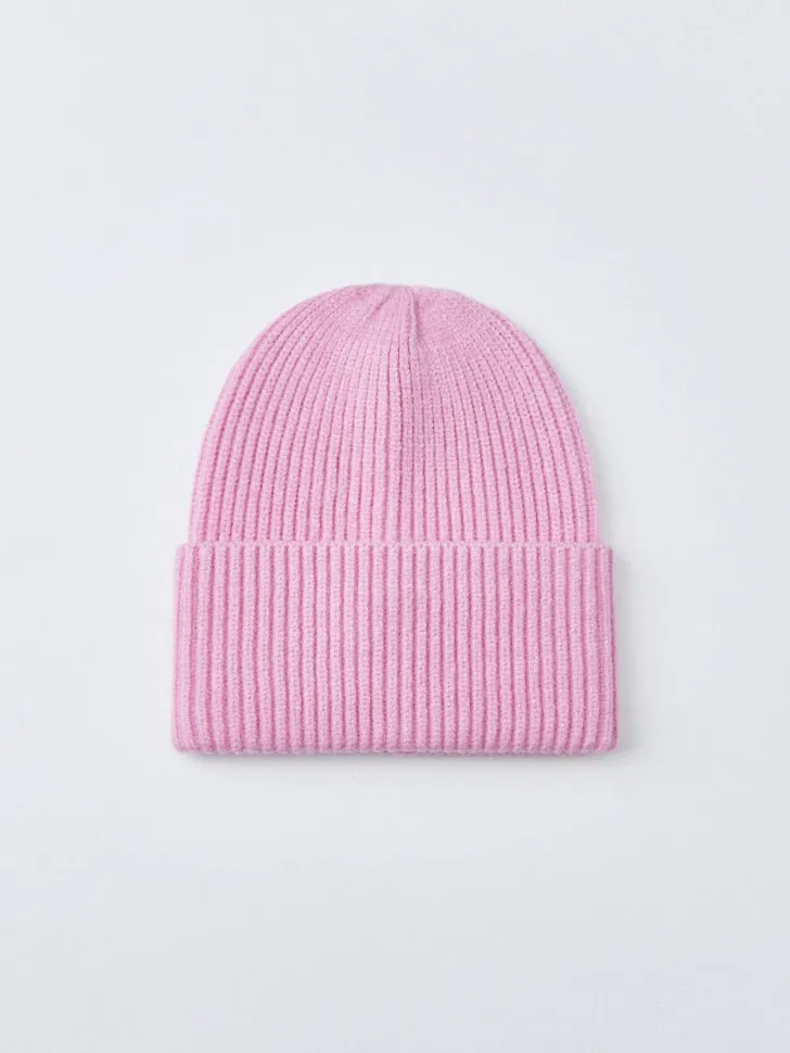 Шапка-бини в рубчик, розовый, арт. 2640