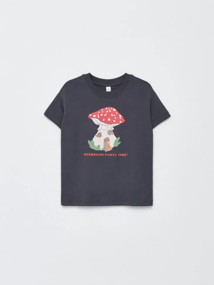 Футболка оверсайз с принтом для девочек, серый, арт. 2645