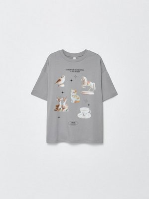 Футболка оверсайз с принтом для девочек, арт. 2659