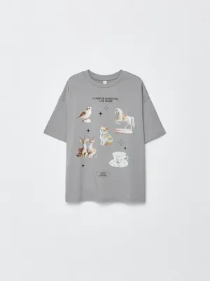 Футболка оверсайз с принтом для девочек, арт. 2659