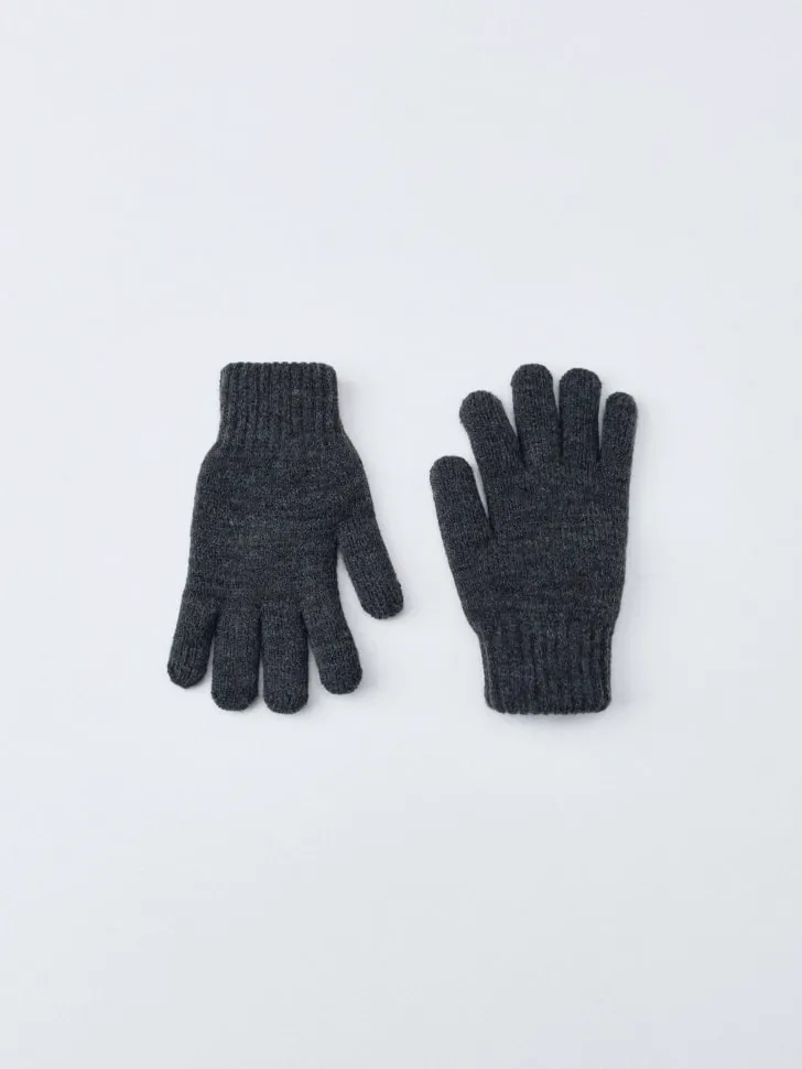 Вязаные детские перчатки на подкладке, серый, арт. 2669