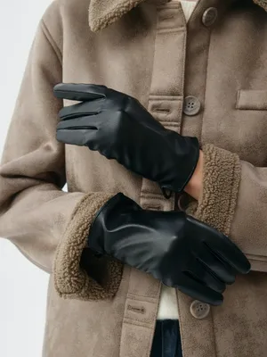 Перчатки из экокожи с шерстяной подкладкой, арт. 2673