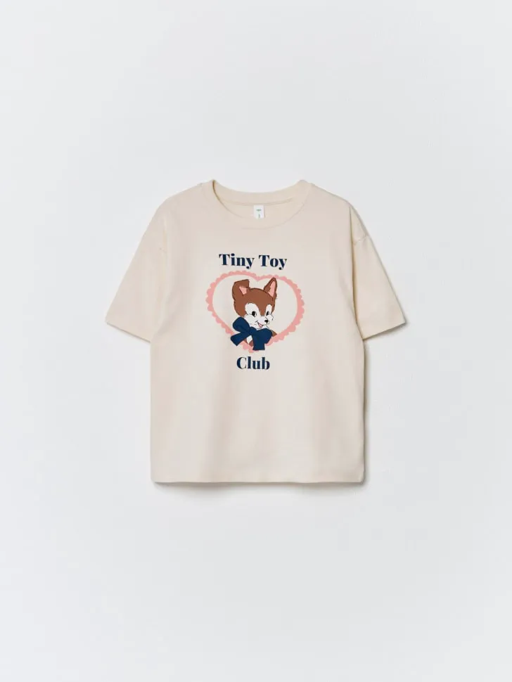 Футболка оверсайз с принтом для девочек, белый, арт. 2677