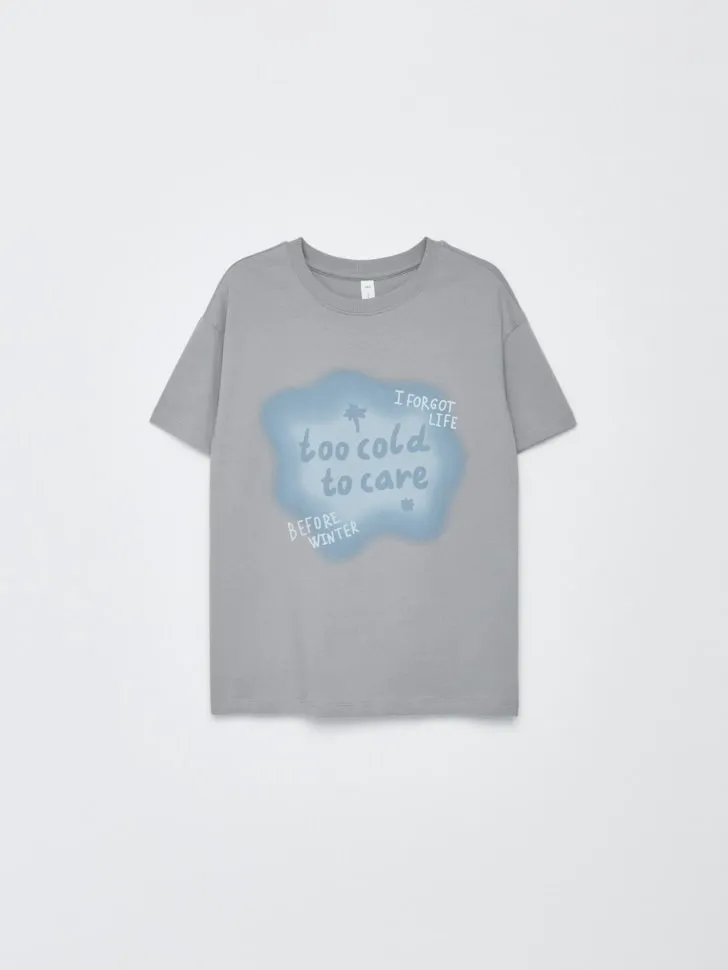 Футболка оверсайз с принтом детская, серый, арт. 2678