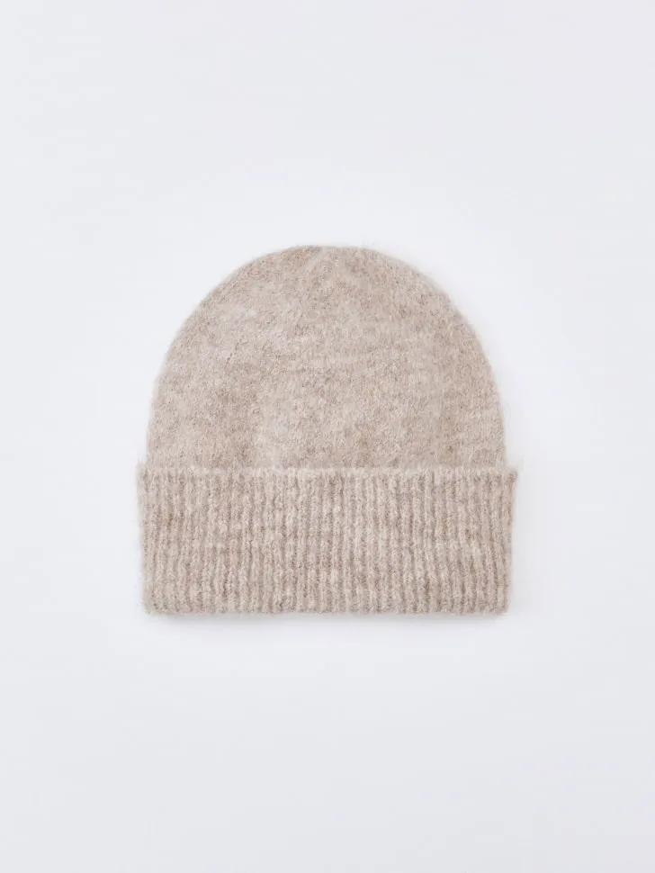 Вязаная шапка из смесовой шерсти альпаки, бежевый, арт. 2680