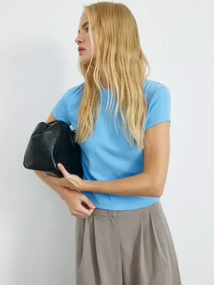 Укороченная футболка-топ с пич-эффектом, арт. 2694